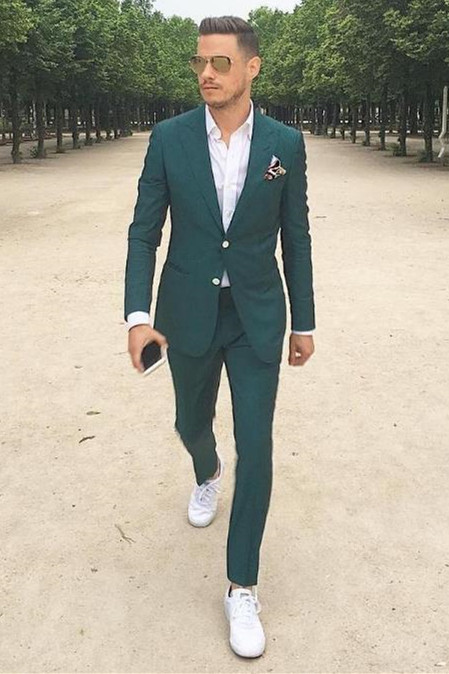 Handsome Dark Green Best-Fitted Peaked Lapel Ring Bearer Suits