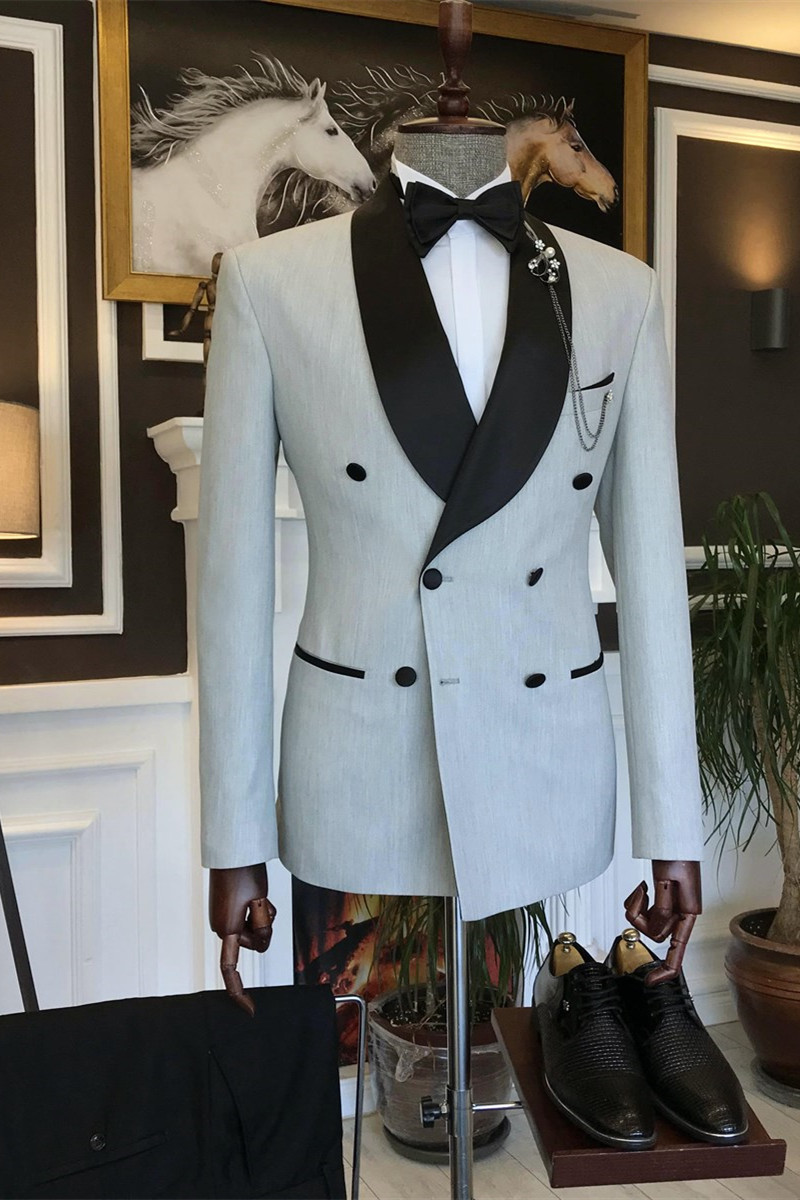 New Design Offwhite Shawl Lapel Double-Breasted Men's Suits