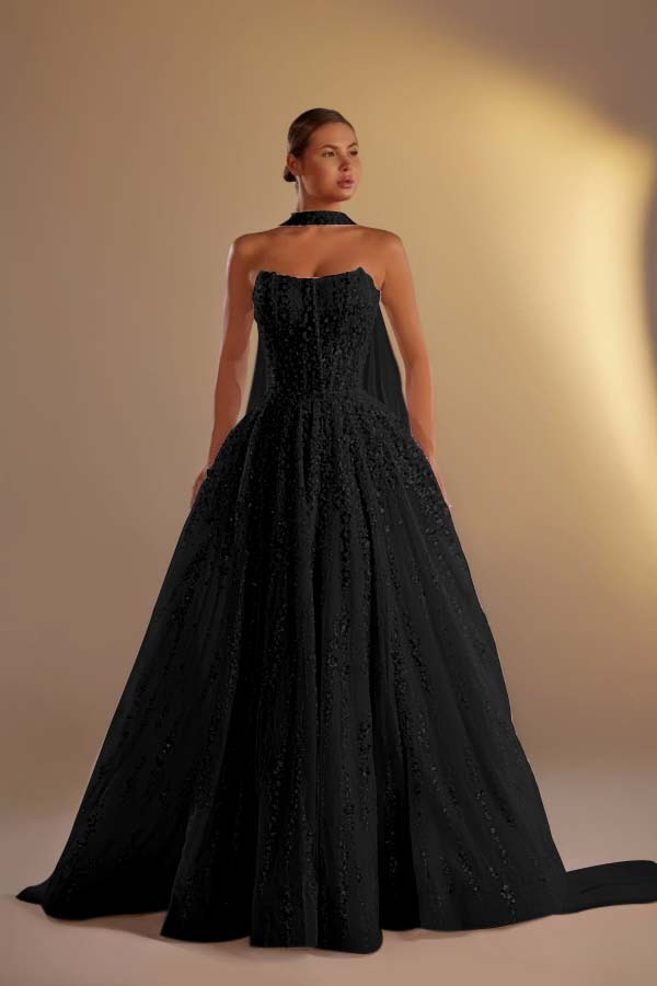 Strapless Sleeveless Long A Line Formal Dress With Pleated Beading