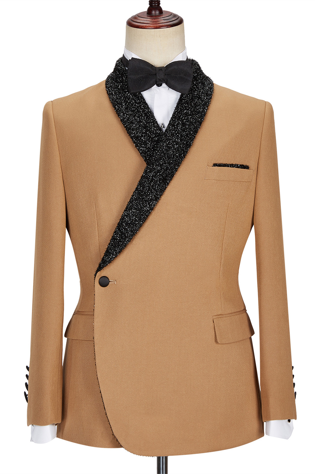 New Arrival Khaki One-Button Sparkle Shawl Lapel Men's Suits