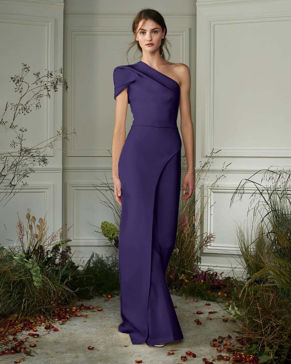 Chic White One-Shoulder Irregular Long Party Jump Suit