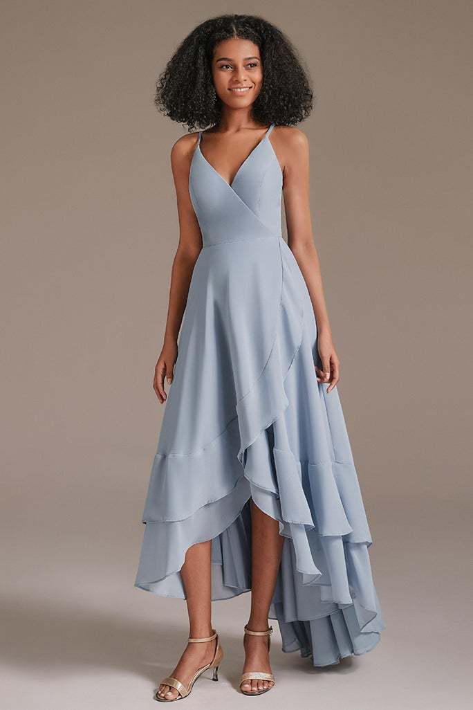 V-Neck Chiffon Spaghetti-Straps Bridesmaid Dress