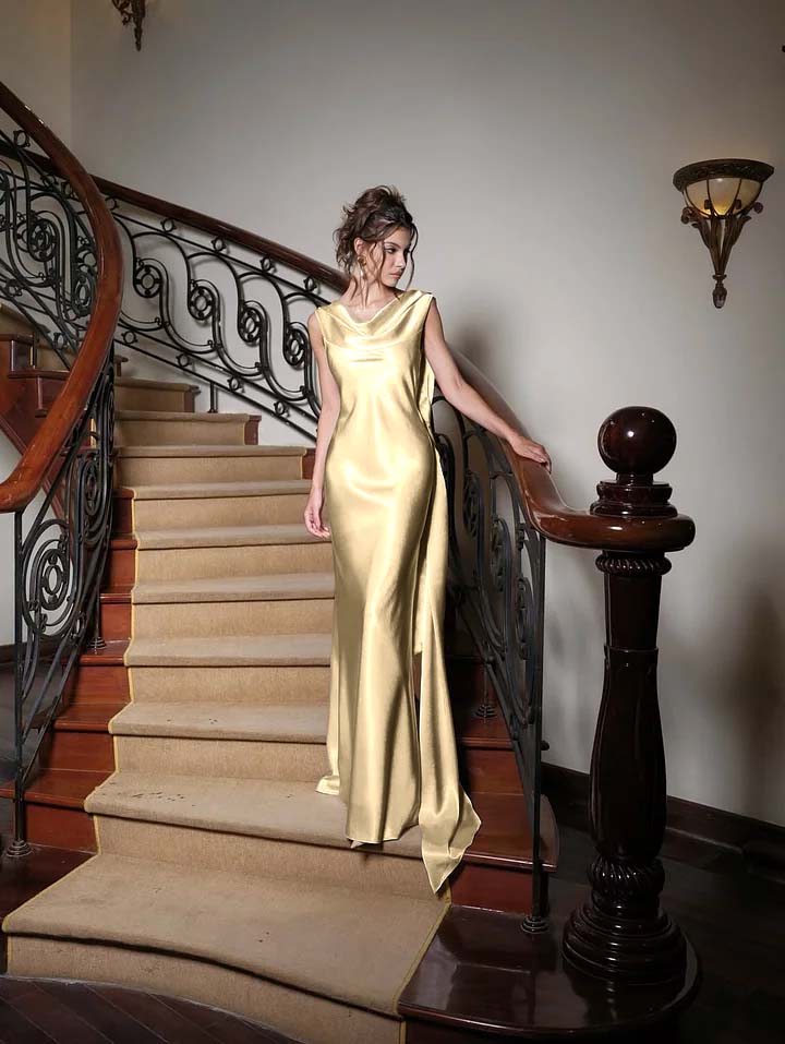Charming V Neck Sleeveless Long Mermaid Formal Dress With Pleated