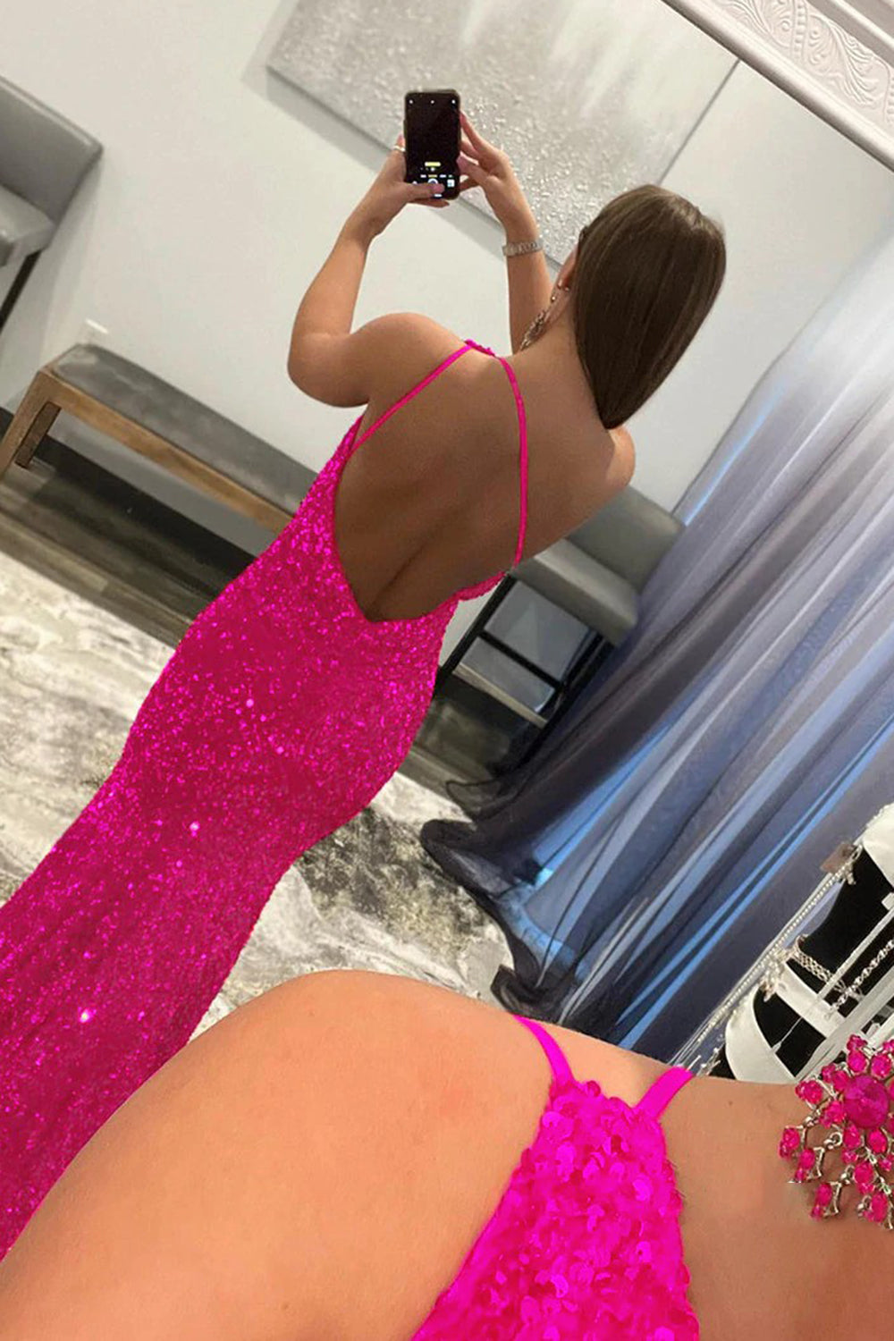Black Sequined Prom Dress with Mermaid Silhouette and One Shoulder