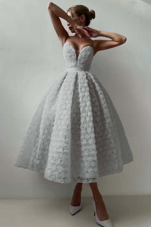 Strapless Sleeveless Long A Line Formal Dress With Appliques Belt