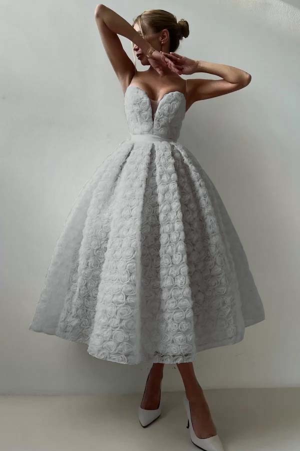 Strapless Sleeveless Long A Line Formal Dress With Appliques Belt