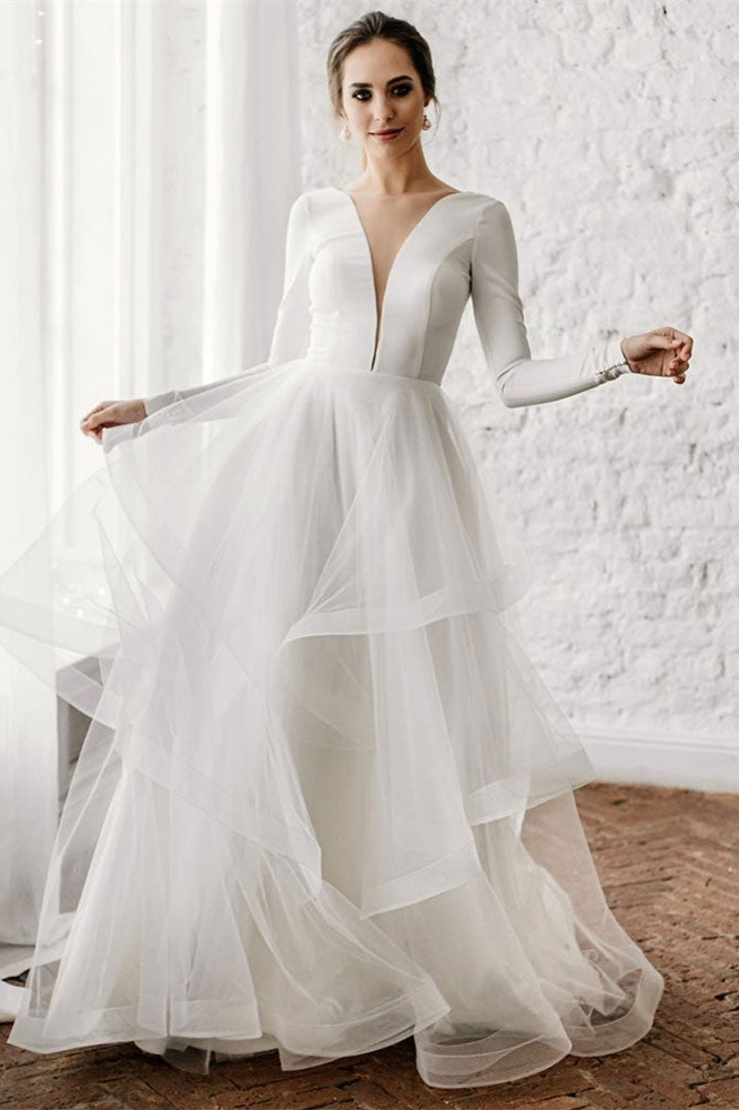 Tulle Long Sleeves Wedding Dress