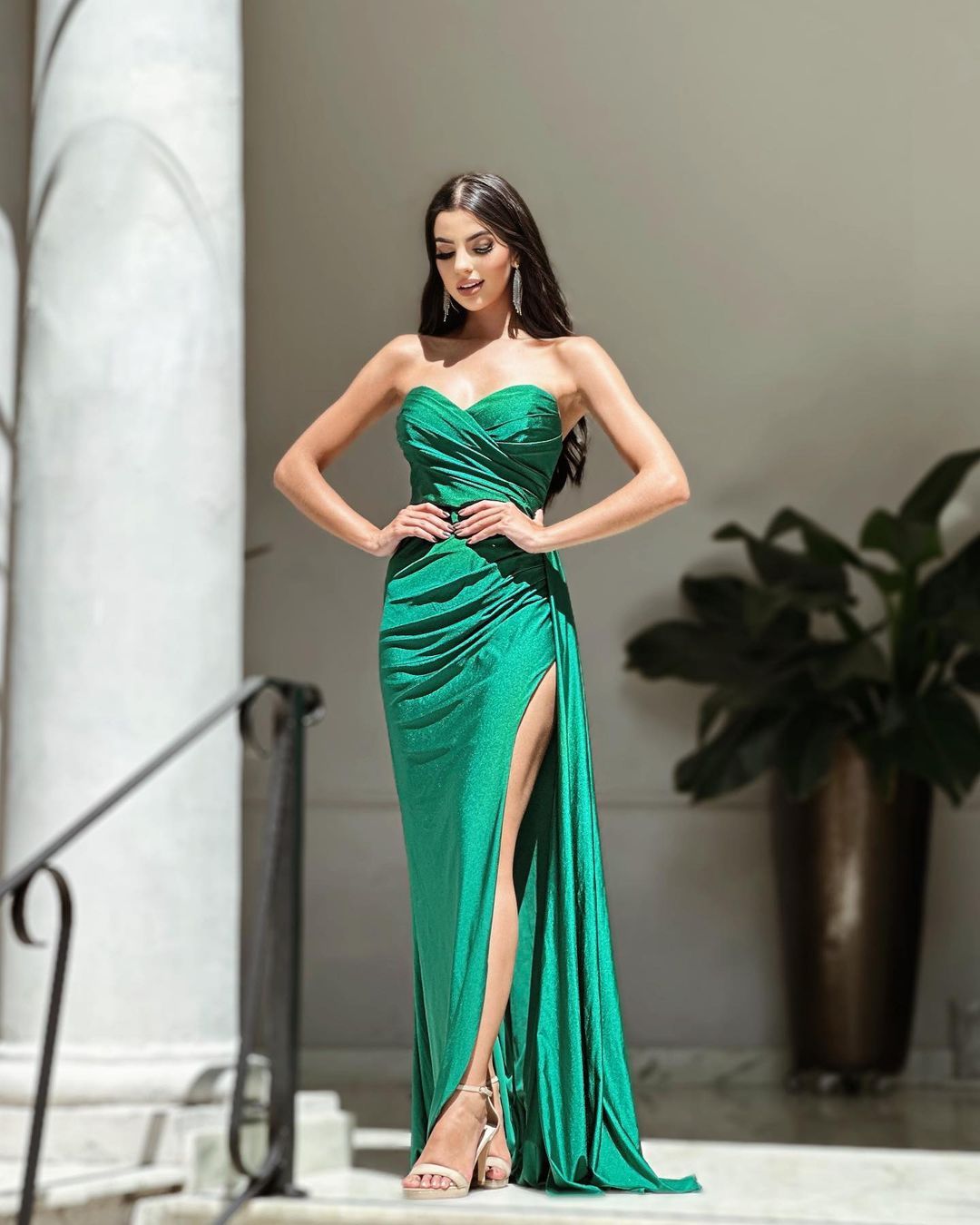 Green Sweetheart Sleeveless Slim Evening Dress