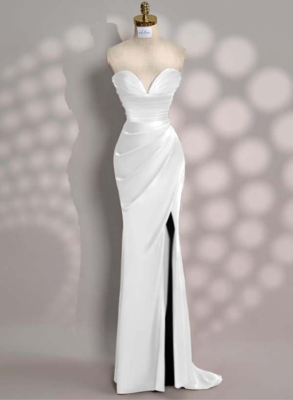 Charming Red Split Pleated Evening Dress