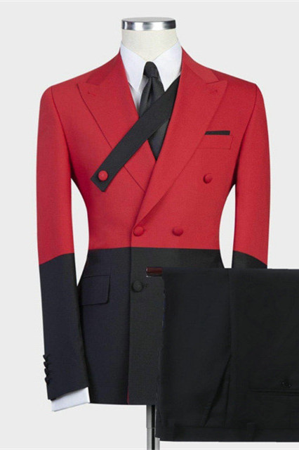 Stylish Red David Beckham Best-Fitted Double-Breasted Wedding Suit