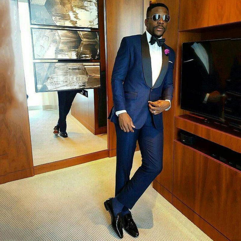 Newest Navy Blue Joshua Slim Fit Homecoming Prom Suit for Boy with Shawl Lapel