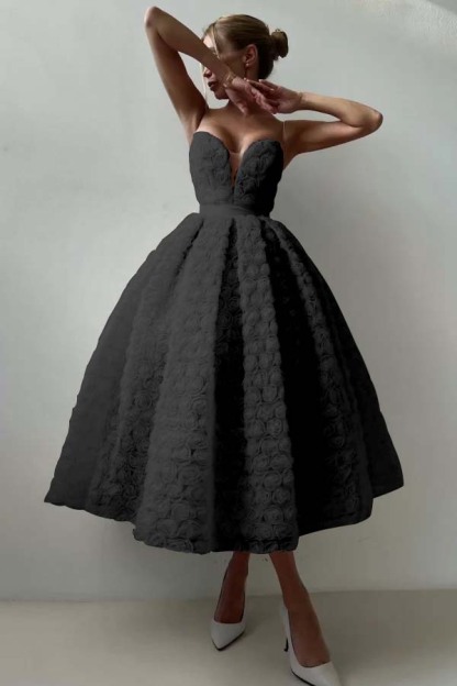 Strapless Sleeveless Long A Line Formal Dress With Appliques Belt