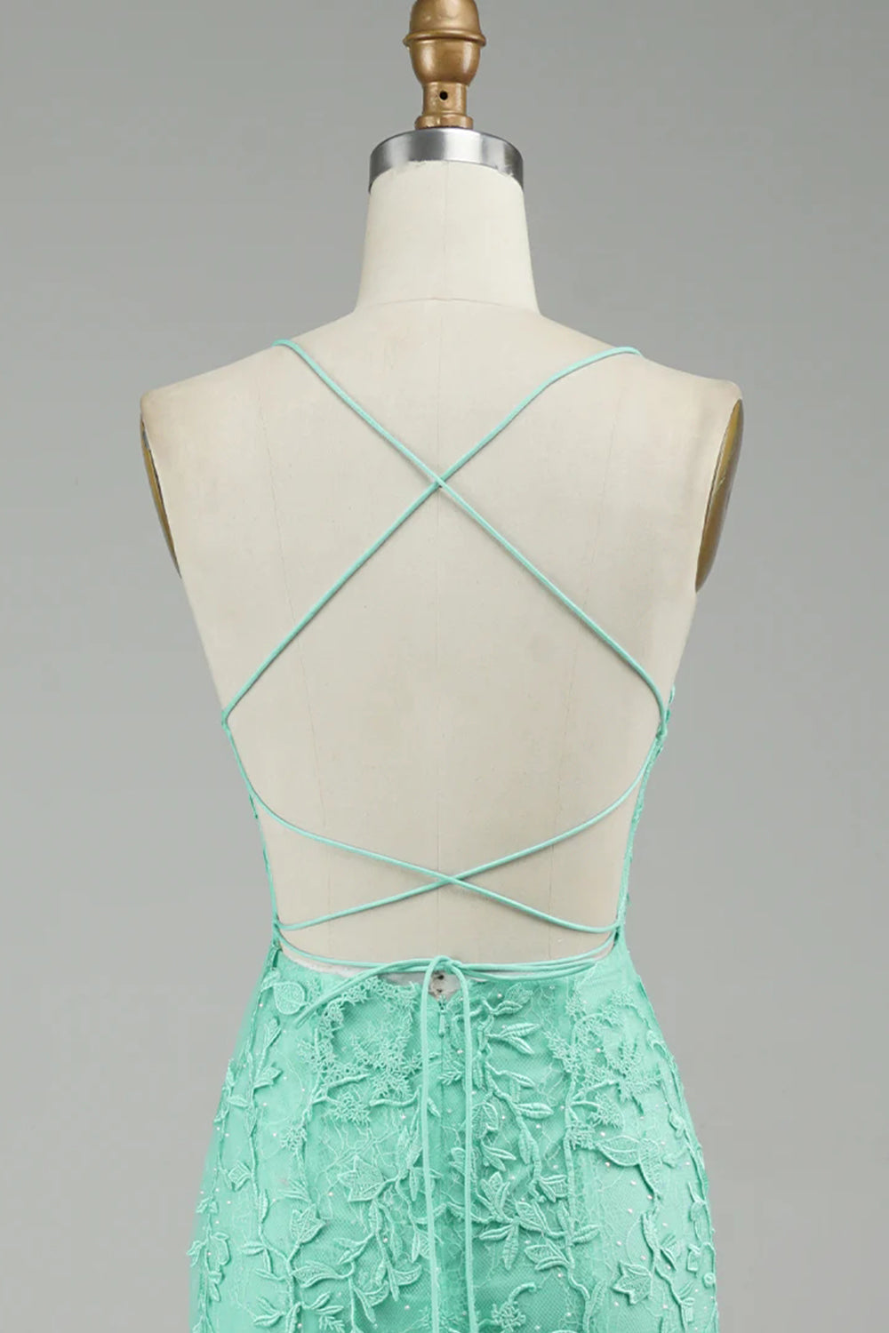 Prom Dress with Fuchsia Spaghetti Straps and Appliques