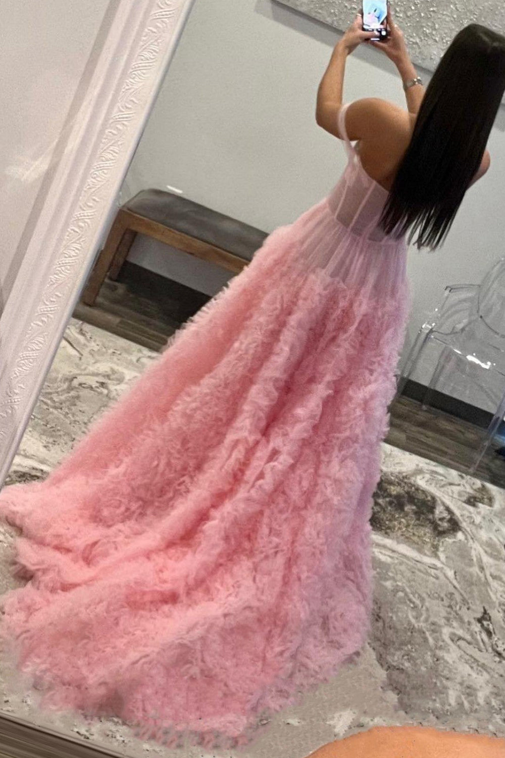 Pink Off-the-Shoulder Princess Corset Prom Dress with A-Line Ruffles