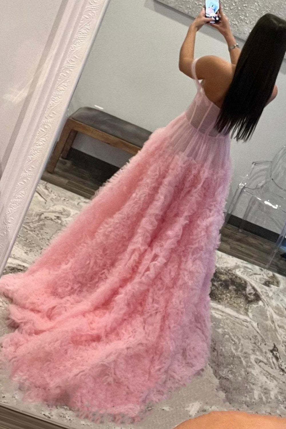 Pink Off-the-Shoulder Princess Corset Prom Dress with A-Line Ruffles