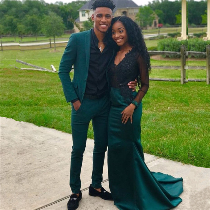 New Arrival Dark Green Notch Lapel Dinner Prom Suit for Man with Two-Piece