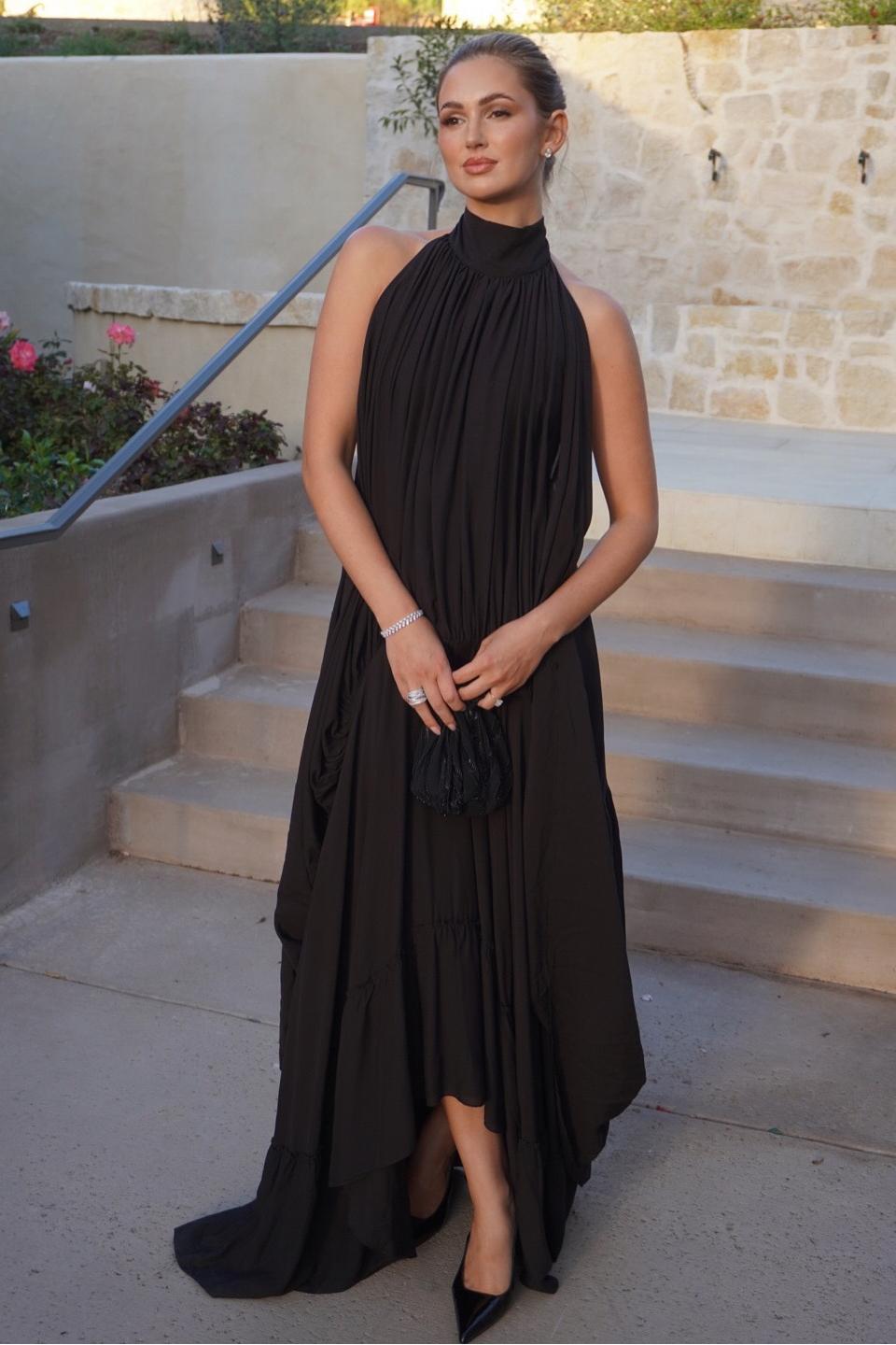 Black Halter Sleeveless Backless Long Formal Dress With Pleated