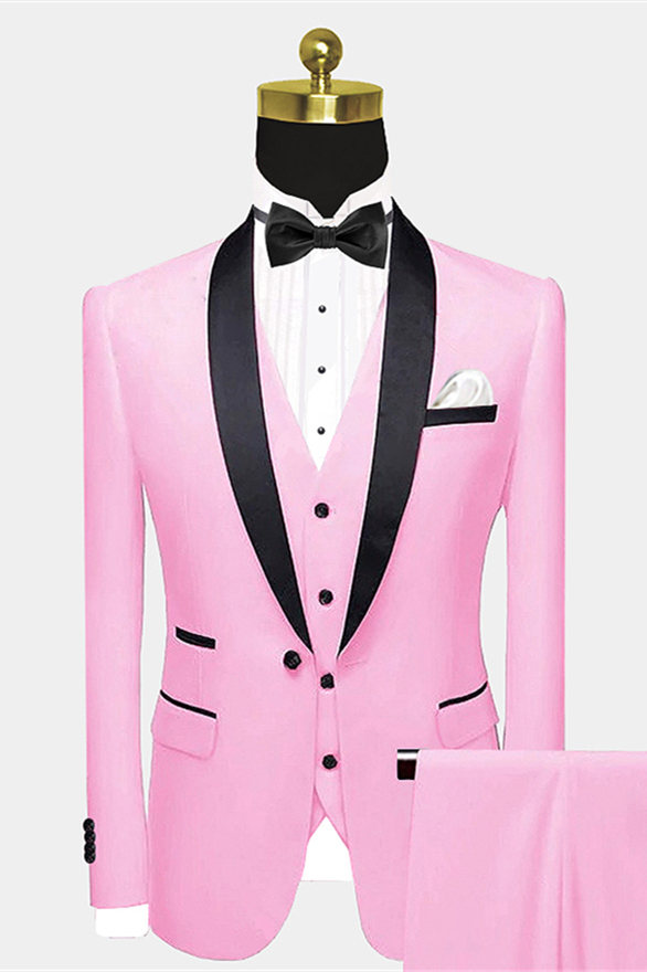 Stylish Pink Shawl Lapel Wedding Prom Suit for Men