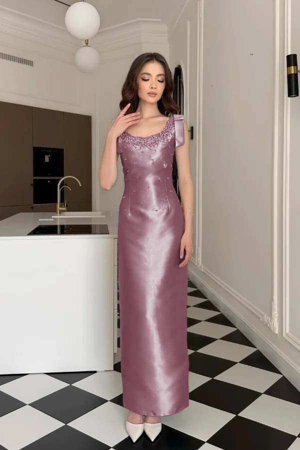 Glamorous Straps Sleeveless Long Formal Dress With Appliques Beading