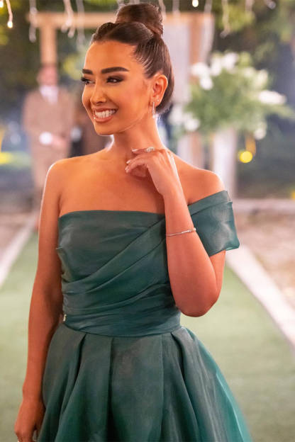 One Shoulder Dark Green Mermaid Front Split Evening Dress With Bowknot Strapless