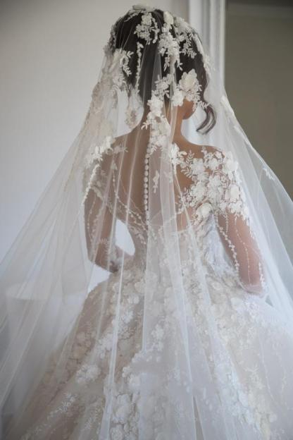 Stylish Sweetheart Open Back A-Line Long Sleeves Wedding Dress with Tulle Lace