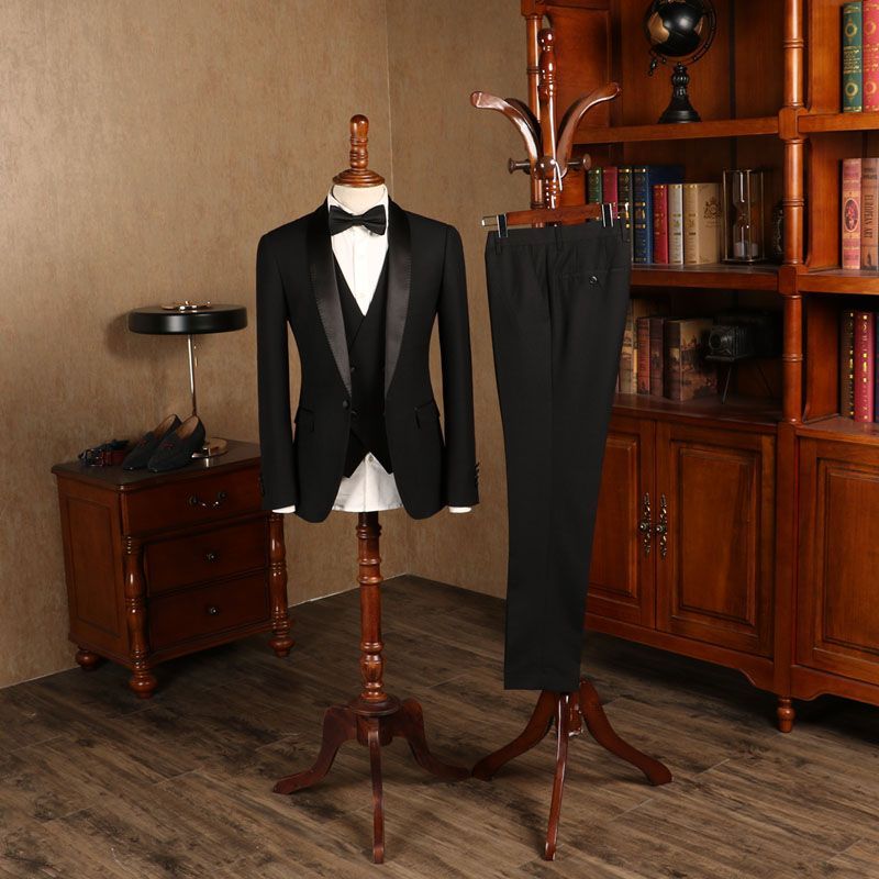 Baldwin All Black Custom Three-Piece Wedding Suit for Grooms