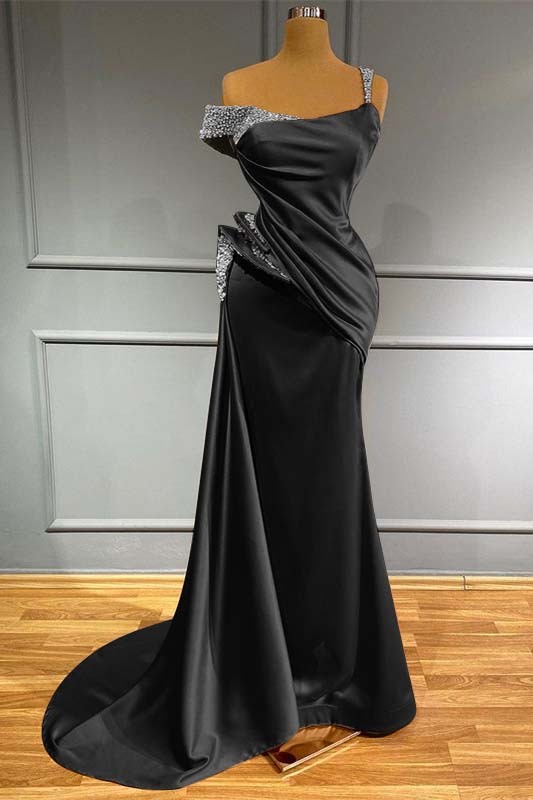 Long Mermaid Off-The-Shoulder Ruffles Evening Dress With Beads