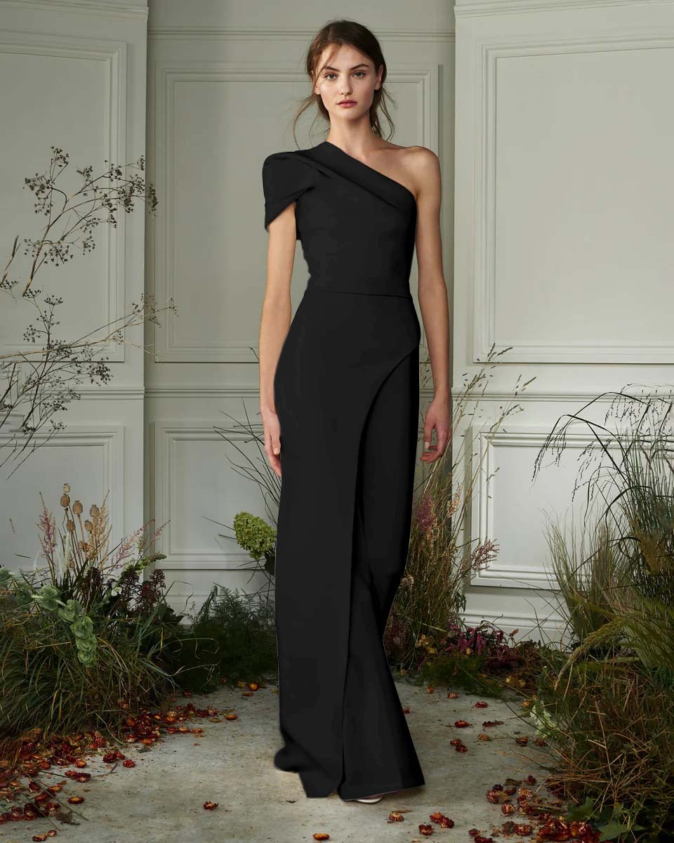 Chic White One-Shoulder Irregular Long Party Jump Suit