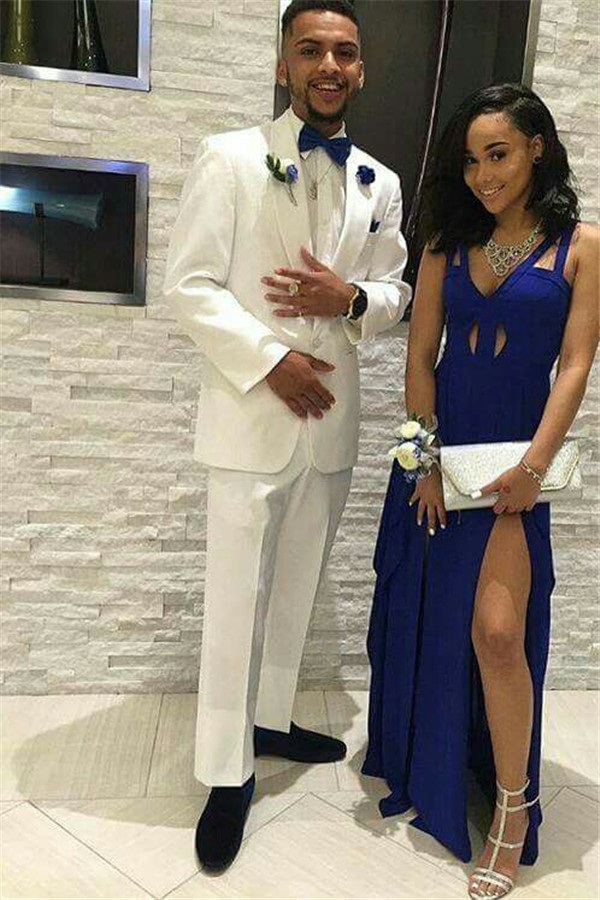 Fashion White Shawl Lapel Custom Wedding Suits with Two Pieces