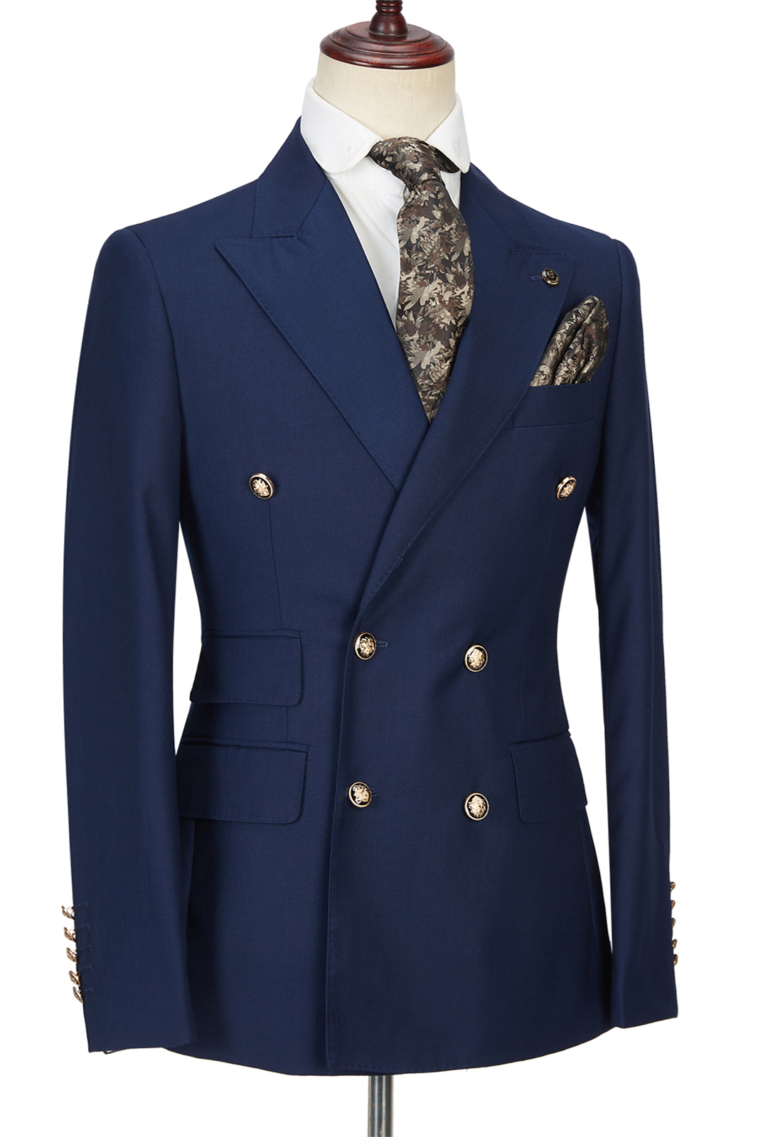 Formal Morris Dark Navy Double-Breasted Peak Lapel Men's Suit for Prom