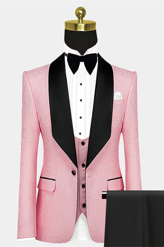 Popular Black Satin Lapel Jacquard Royal Blue Wedding Tuxedos - Willis Prom Suits