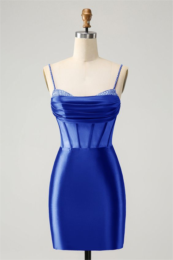 Royal Blue Slim Fit Dazzling Exquisite Short Mini cocktail Dress