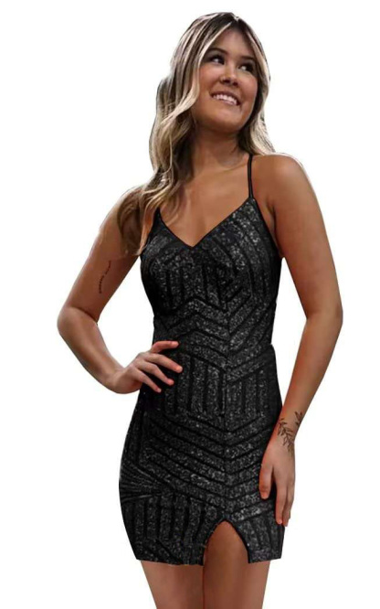 Orange Spaghetti-Straps Short Mini cocktail Dress