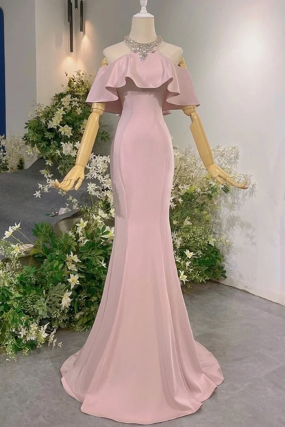 Sleeveless Off the Shoulder Long Mermaid Formal Dress With Pleated