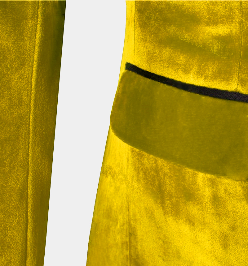 Chic Slim Fit Yellow Velvet Three-Piece Tuxedo for Men