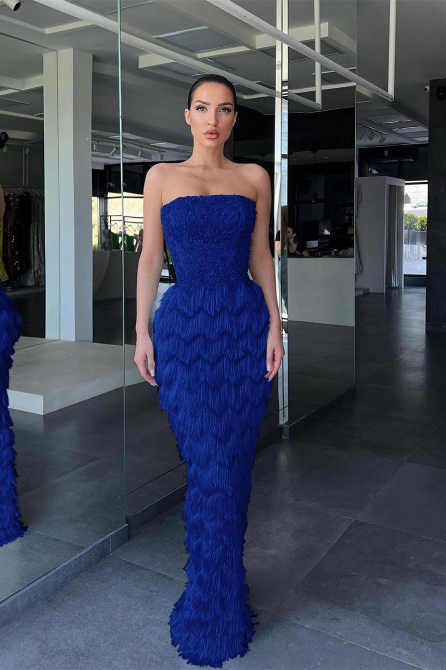 Amazing Sky Blue Mermaid Formal Dress Sleeveless With Appliques