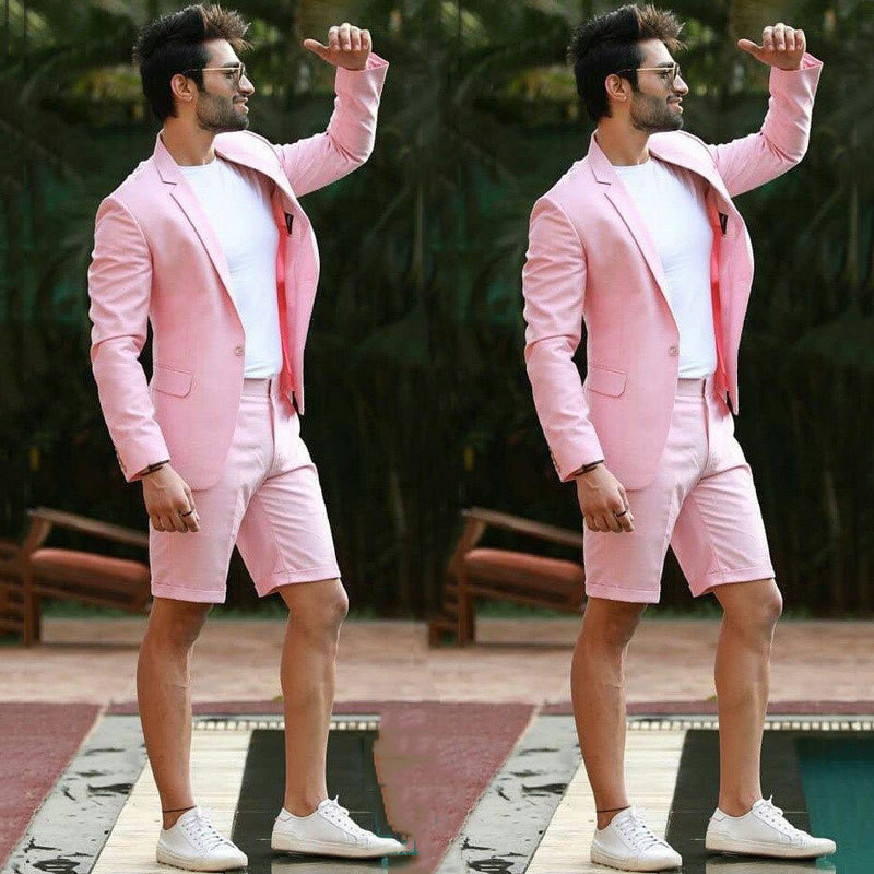 Stylish Pink Wedding Tuxedo One-Button with Notched Lapel