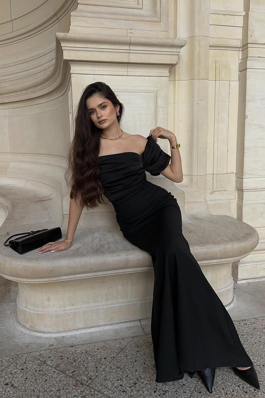 One Shoulder Sleeveless Strapless Mermaid Long Formal Dress With Pleated