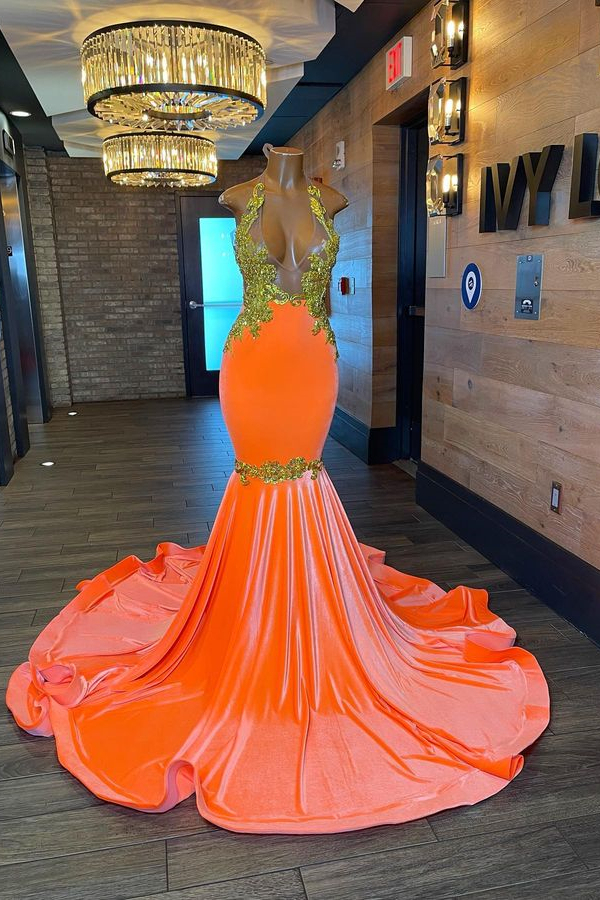 Chic Halter Mermaid Sleeveless Evening Dress