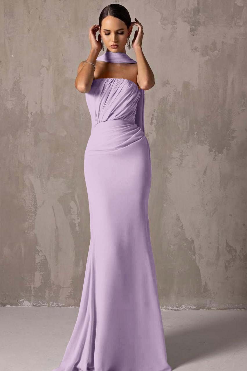 Chic Strapless Sleeveless Mermaid Long Formal Dress With Pleated