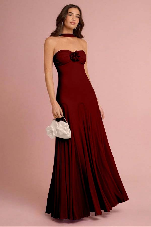 Sweetheart Strapless Sleeveless Long Formal Dress With Ruffles