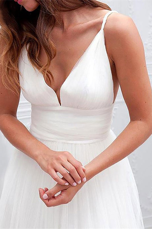 Tulle Beach Spaghetti-Straps Wedding Dress