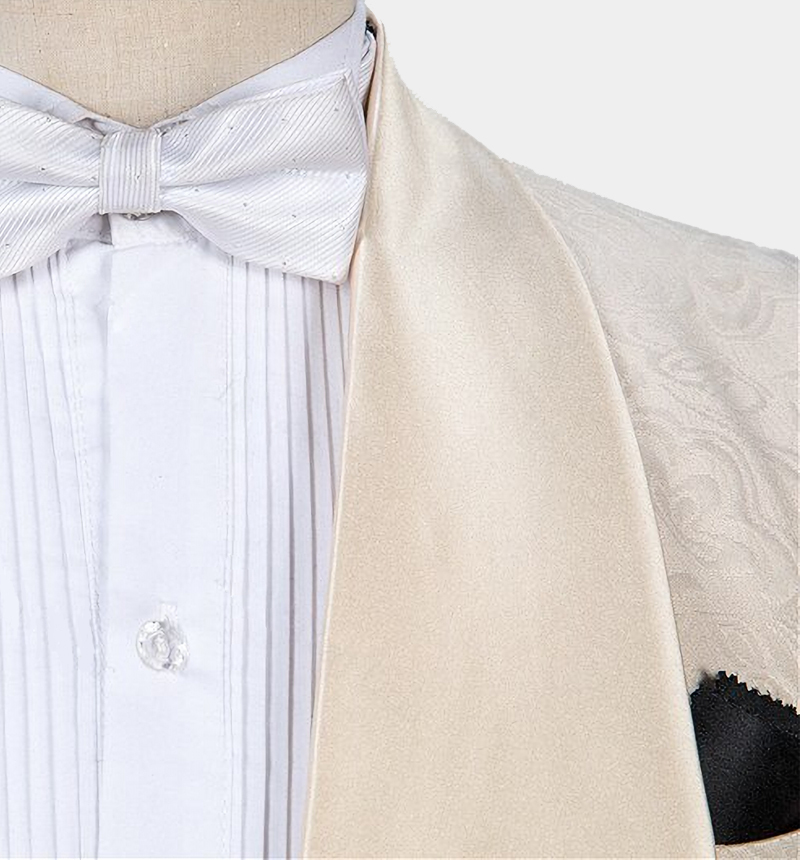 Stylish White Shawl Lapel Wedding Tux Ideas with Three Pieces