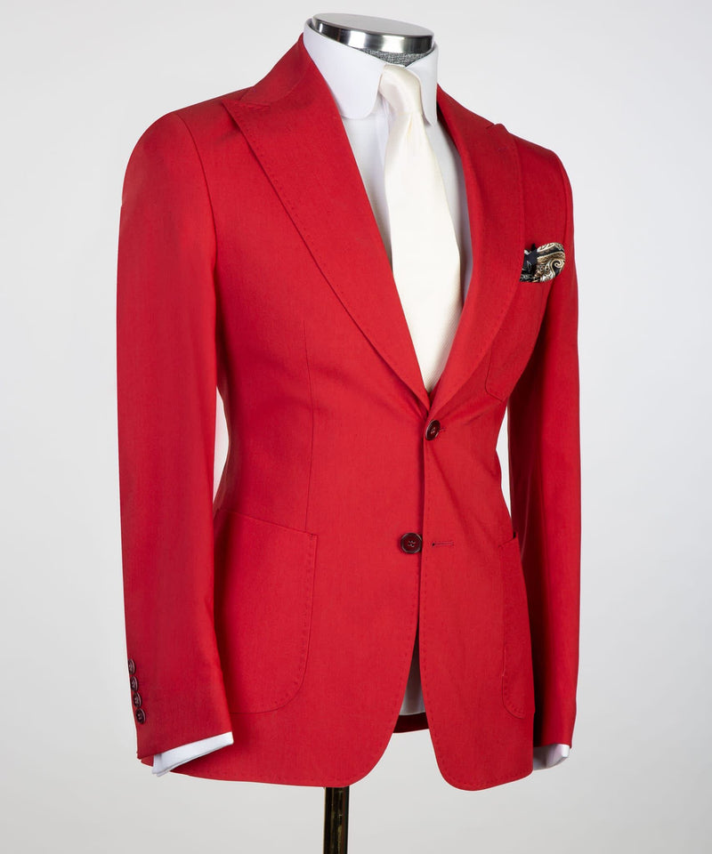 Red Peaked-Lapel Donald Bespoke Three-Piece Men's Suits