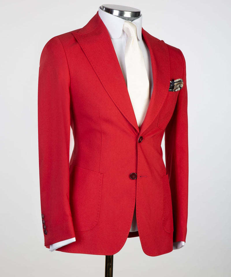 Red Peaked-Lapel Donald Bespoke Three-Piece Men's Suits