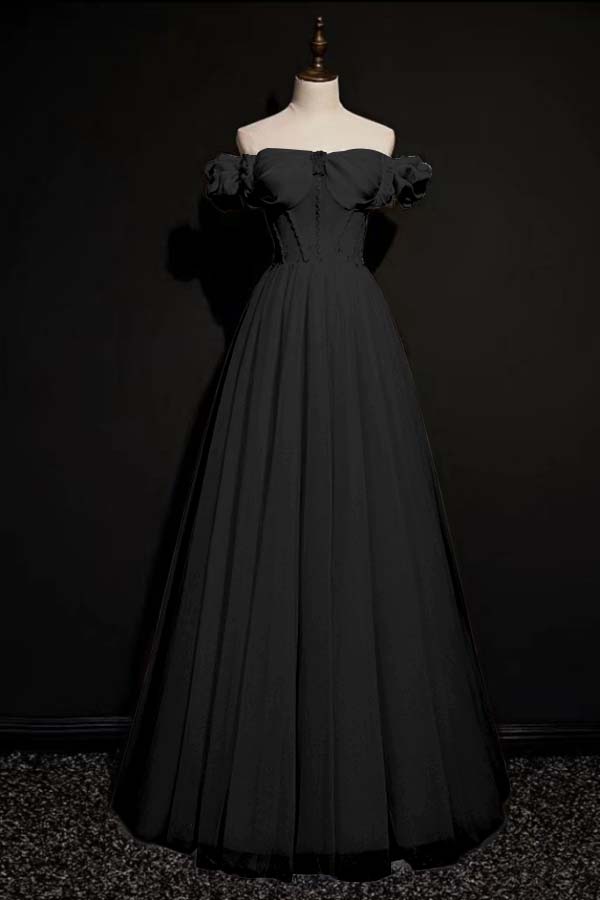Off the Shoulder Strapless Sleeveless Long Formal Dress With Tulle