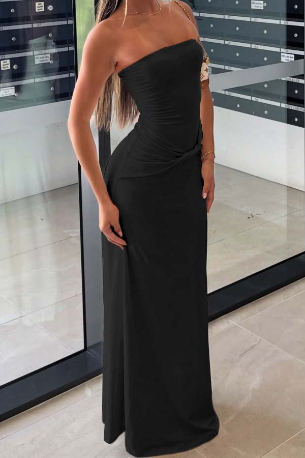 Chic Strapless Sleeveless Long Mermaid Formal Dress With Pleated