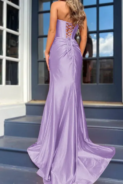 Royal Blue Mermaid Sweetheart Corset Prom Dress with Stunning Front Split