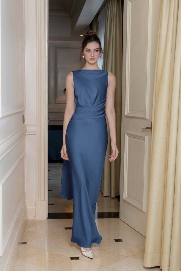 婢跺秴鍩桹ne Shoulder Long Sleeve Long High Split Formal Dress With Beading