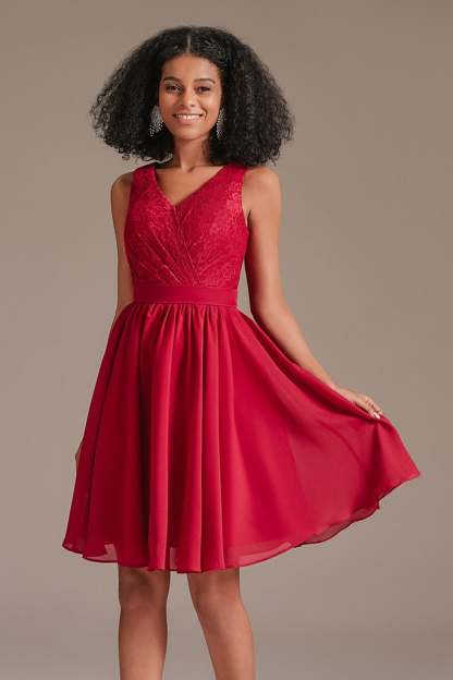 Red Lace Junior Bridesmaid Dress